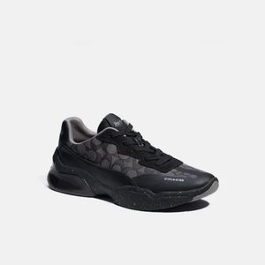 Coach Citysole Sig Rnnr C8812 Black Lace Up Low Top Sneaker